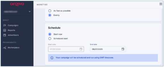 Monetise schedule update